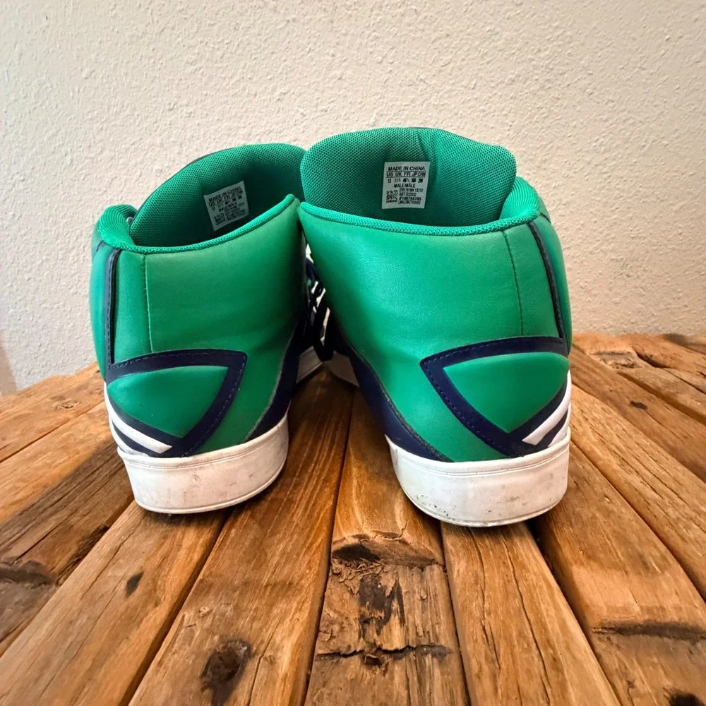Adidas Originals Hard Court Hi Big Logo Navy Blue Green Mens Shoes  Size 12